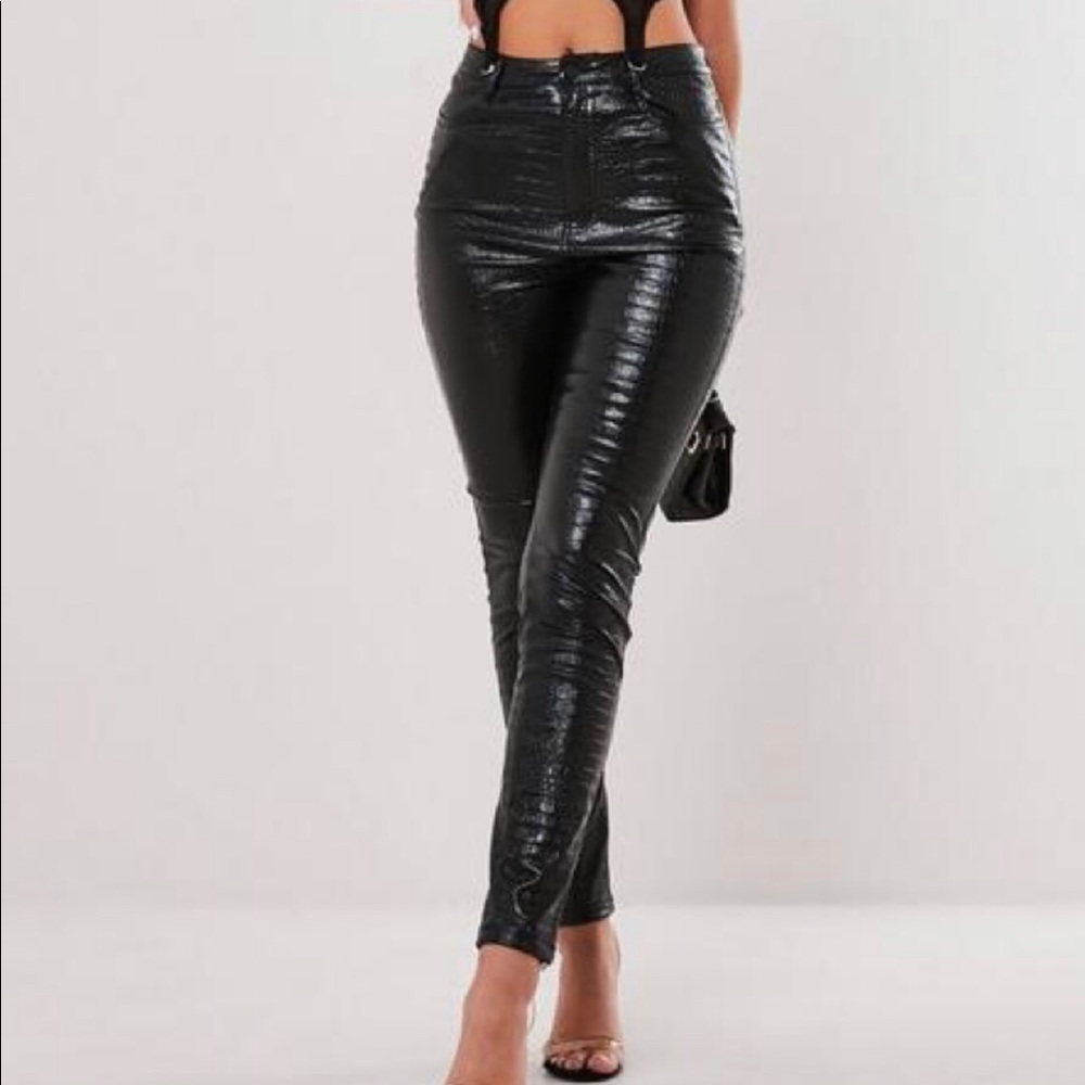 Misguided Faux croc leather skinny pants